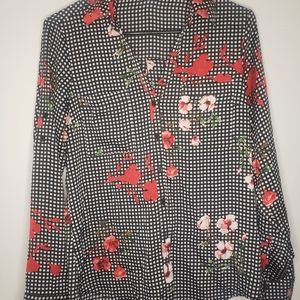 Express checkered floral blouse